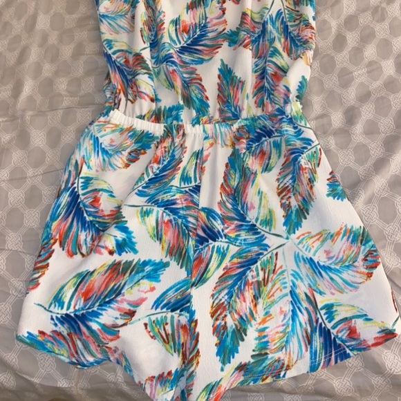 Super cute white y2k floral bottoms Linen romper goin out hipster sleeveless top - Picture 8 of 15